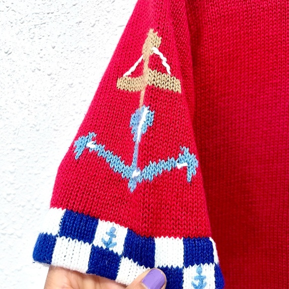 Quacker Factory Red Nautical Sweater SMALL - Picture 8 of 10